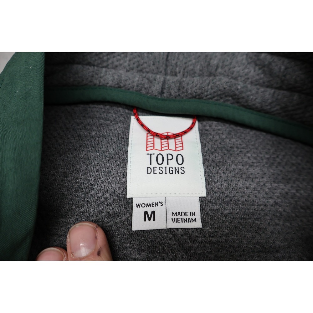 Topo Designs Sweater Women Medium Green Global Wrap Wool Blend Open Front Modern - Picture 2 of 10